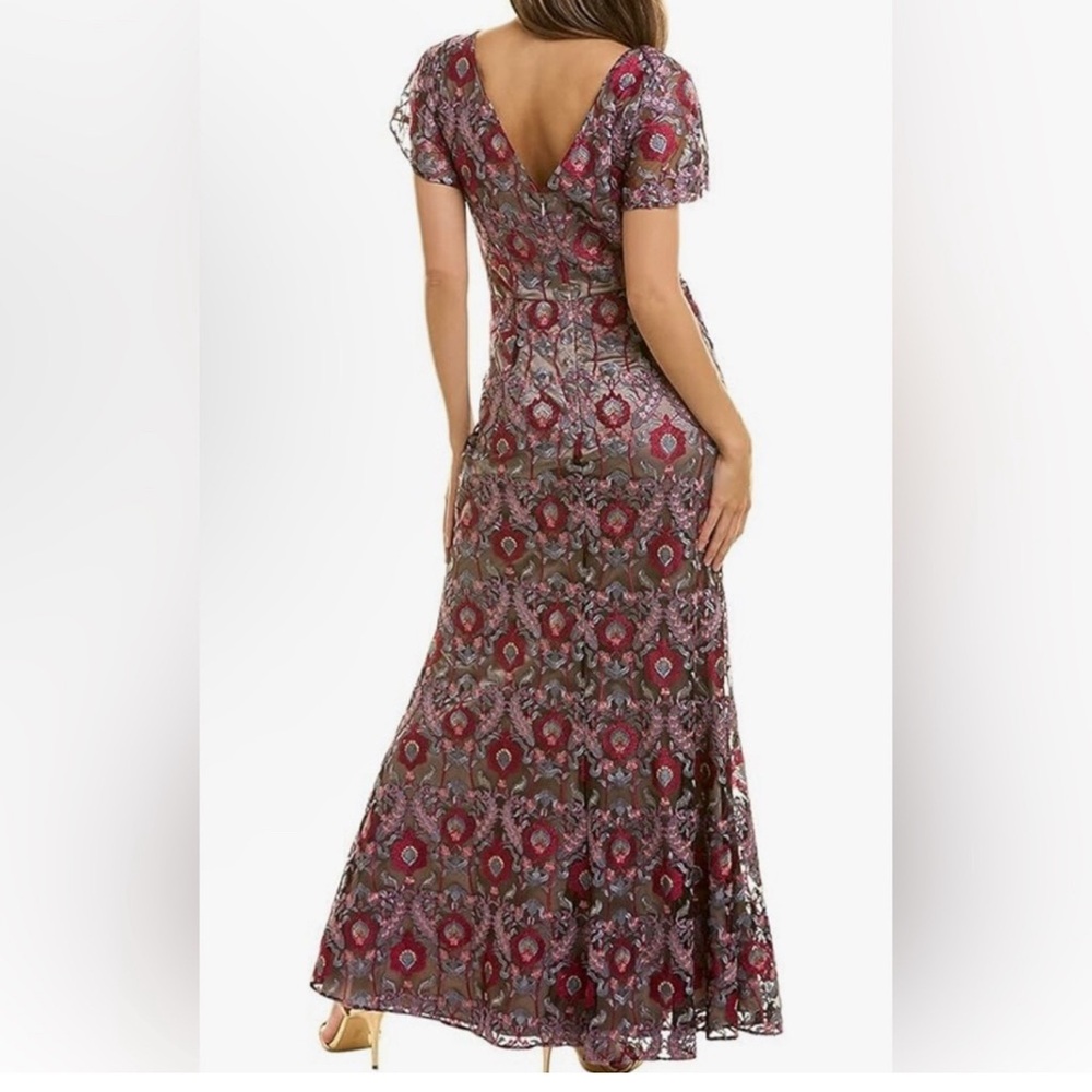 Elegant Purple Patterned Women's Dress - Picture 2 of 10